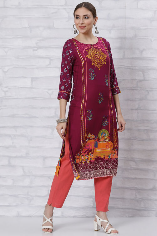 Phalsa Straight Kurta image number 3